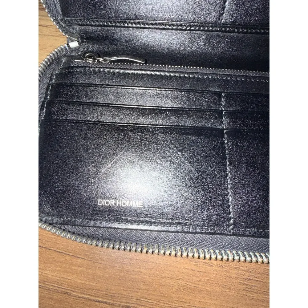 Dior Homme Abstract Graphic Printed Leather Zip Around Long Wallet